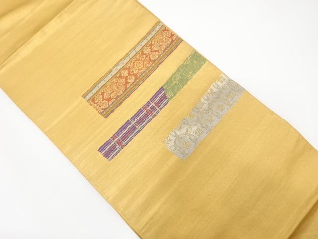 JAPANESE KIMONO / ANTIQUE FUKURO OBI / SILK / WOVEN MEIBUTSU-GIRE PATTERN